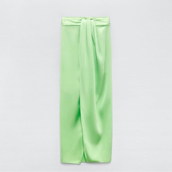 ZARA SATIN EFFECT MIDI SKIRT - Picture 2 of 7